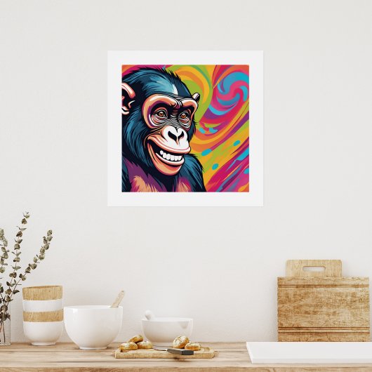 Niedlich Crazy Funny Chimpanzee Poster (Küche)