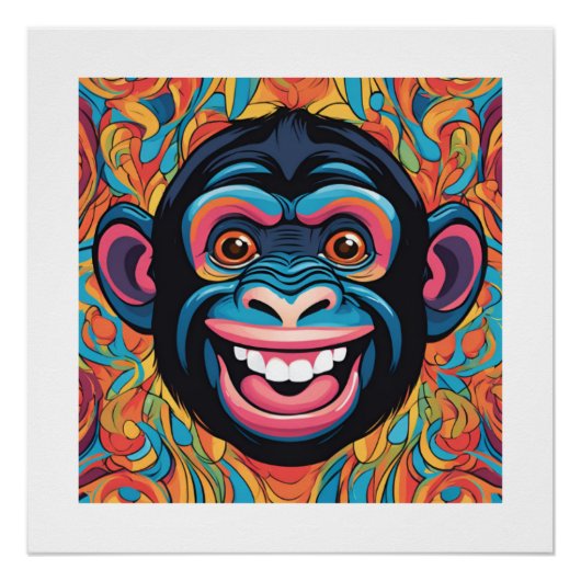 Niedlich Crazy Funny Chimpanzee Poster (Vorderseite)
