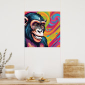 Niedlich Crazy Funny Chimpanzee Poster (Küche)