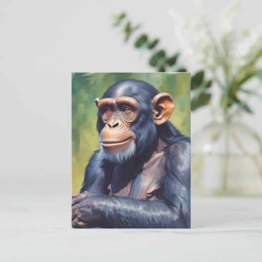 Niedlich Crazy Funny Chimpanzee Postkarte (Stehend Vorderseite)