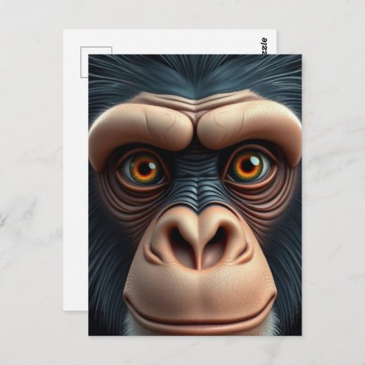 Niedlich Crazy Funny Chimpanzee Postkarte (Vorne/Hinten)