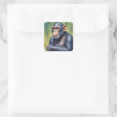 Niedlich Crazy Funny Chimpanzee Quadratischer Aufkleber (Tasche)