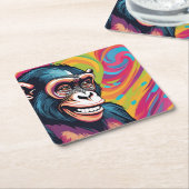 Niedlich Crazy Funny Chimpanzee Rechteckiger Pappuntersetzer (angewinkelt)
