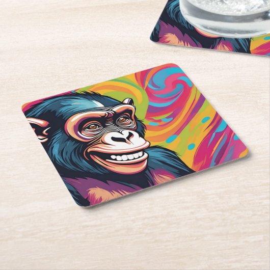 Niedlich Crazy Funny Chimpanzee Rechteckiger Pappuntersetzer (angewinkelt)