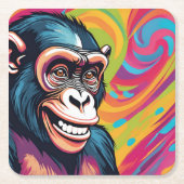 Niedlich Crazy Funny Chimpanzee Rechteckiger Pappuntersetzer (Vorderseite)