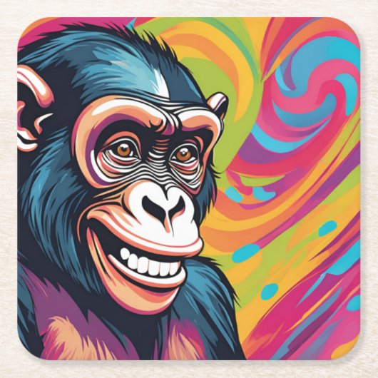 Niedlich Crazy Funny Chimpanzee Rechteckiger Pappuntersetzer (Vorderseite)