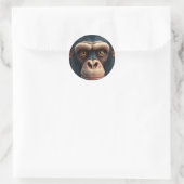 Niedlich Crazy Funny Chimpanzee Runder Aufkleber (Tasche)