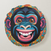 Niedlich Crazy Funny Chimpanzee Rundes Kissen (Rückseite)