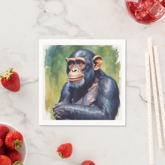 Niedlich Crazy Funny Chimpanzee Serviette (Beispiel)