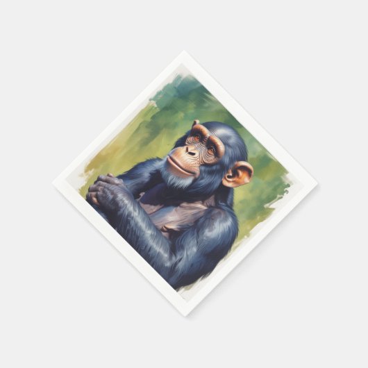 Niedlich Crazy Funny Chimpanzee Serviette (Ecke)