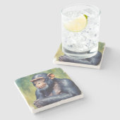 Niedlich Crazy Funny Chimpanzee Steinuntersetzer (Seitenansicht)