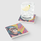 Niedlich Crazy Funny Chimpanzee Steinuntersetzer (Seitenansicht)