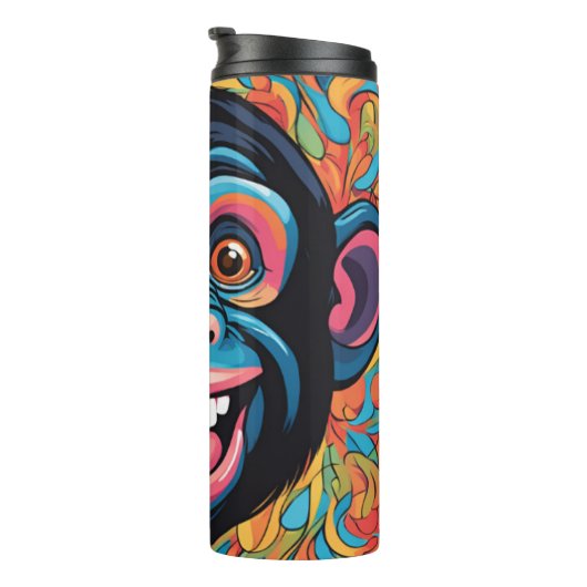 Niedlich Crazy Funny Chimpanzee Thermosbecher (Nach rechts gedreht)