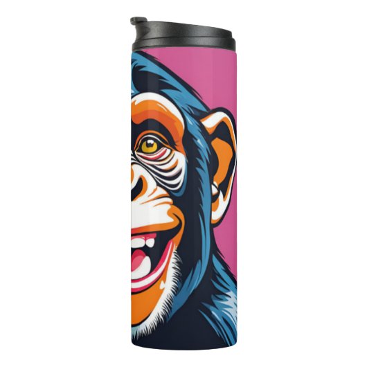 Niedlich Crazy Funny Chimpanzee Thermosbecher (Nach rechts gedreht)