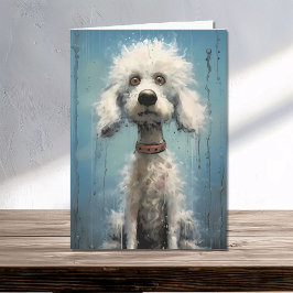 Niedlich Crazy Goofy White Abstrakt Poodle Dog Karte