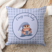 Niedlich Crazy Lady Blue Gray Baby Owl Cap Kissen (Decke)