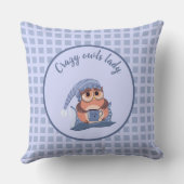 Niedlich Crazy Lady Blue Gray Baby Owl Cap Kissen (Rückseite)