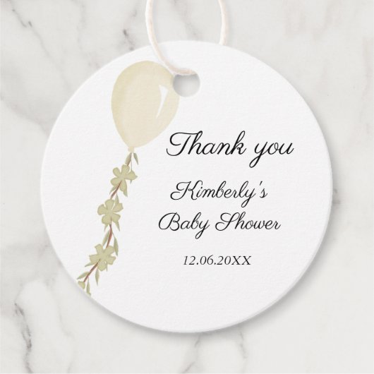 Niedlich Cream Balloon Babydusche Geschenkanhänger (Vorderseite)