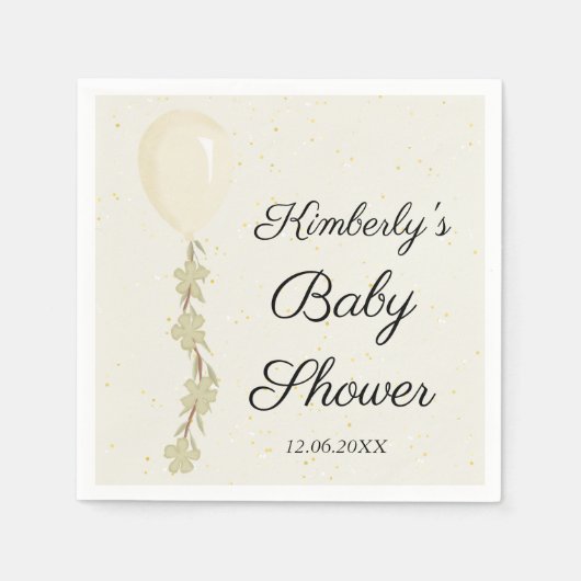 Niedlich Cream Balloon Babydusche Serviette (Vorderseite)