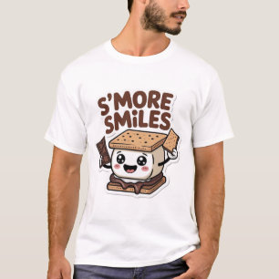 Niedlich Cream Kawaii S'more Smiles Campfire Carto T-Shirt