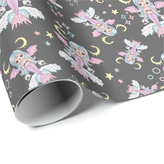 Niedlich & Creepy Kawaii Witchy Triple Moon Hallow Geschenkpapier (Rolleneckpunkt)