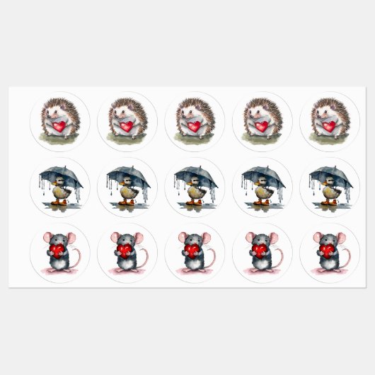 Niedlich Critters Etiketten (Blatt)