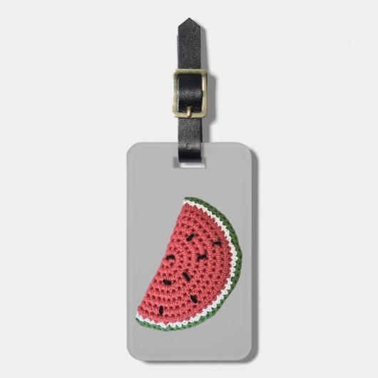 Niedlich Crochet Watermelon Fruchtname Initialen Gepäckanhänger (Vorderseite vertikal)