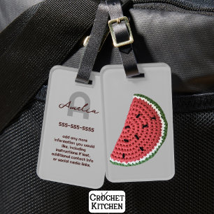 Niedlich Crochet Watermelon Fruchtname Initialen Gepäckanhänger