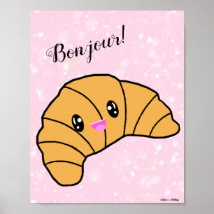 Niedlich Croissant Bonjour Paris Bäckerei - Café C Poster