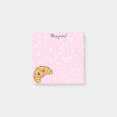 Niedlich Croissant Pink Zucker Bonjour Paris Kawai Post-it Klebezettel (Vorderseite)