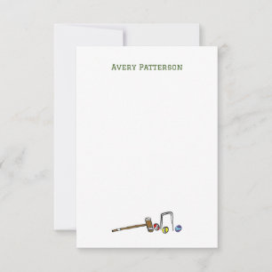 Niedlich Croquet Hand-Illustriert Preppy Boho Chic Mitteilungskarte