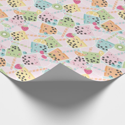 Niedlich Crowded Bubble Tee Pastell Kawaii Geschenkpapier (Ecke)