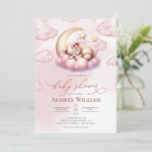 Niedlich Cub Baby Bear Girl Babydusche Einladung (Stehend Vorderseite)