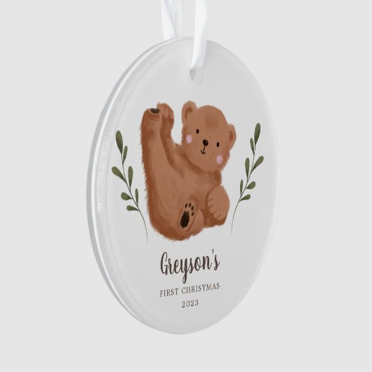 Niedlich Cub Bear Baby's First Christmas Ornament (Vorderseite)