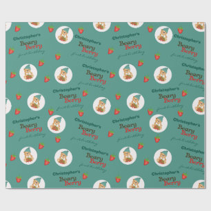 Niedlich Cub Erdbeeren Beary Berry Erster Geburtst Geschenkpapier