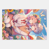 Niedlich Cudly Anime Couple Whimsical Romantic Geschenkpapier Set (Vorderseite)