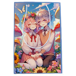 Niedlich Cudly Anime Couple Whimsical Romantic Mittlere Geschenktüte