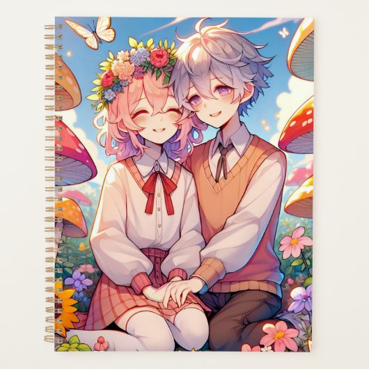 Niedlich Cudly Anime Couple Whimsical Romantic Planer (Vorderseite)