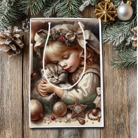 Niedlich Cudly Kitten Weihnachten Mittlere Geschenktüte