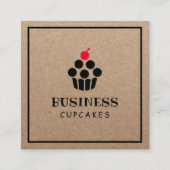 Niedlich Cupcake Logo Zuhause Bakery Rustikale Kra Quadratische Visitenkarte (Vorderseite)