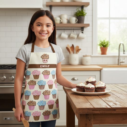 Niedlich Cupcake Personalisiert Kinder Küche Schür Schürze
