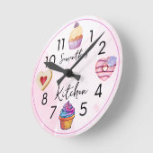 Niedlich Cupcake Pink Aquarell Personalisiert Küch Runde Wanduhr (Winkel)