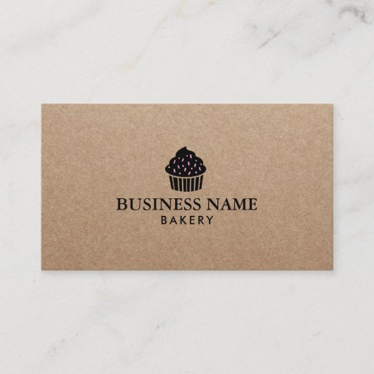 Niedlich Cupcake Zuhause Bakery Rustikale Kraft Visitenkarte (Vorderseite)