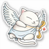 Niedlich Cupid Cat Angel Aufkleber (Vorderseite)