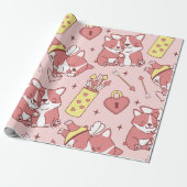 Niedlich Cupid Corgis Wrapping Paper Geschenkpapier (Ungerollt)