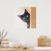 Niedlich Curry Cat digital illustriert entworfen Poster (Küche)