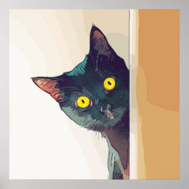 Niedlich Curry Cat digital illustriert entworfen Poster