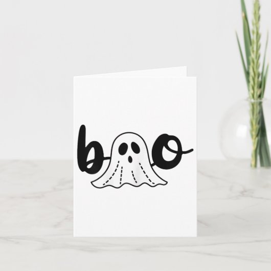 Niedlich Cursive Boo Spooky Ghost Halloween Karte (Vorderseite)