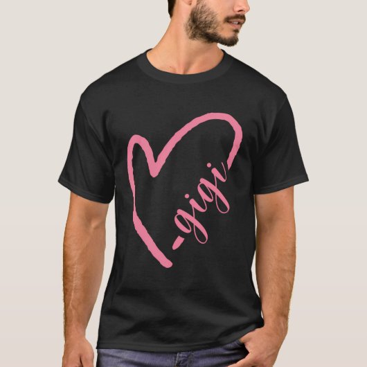 Niedlich Cursive Heart Oma Gigi T-Shirt (Vorderseite)