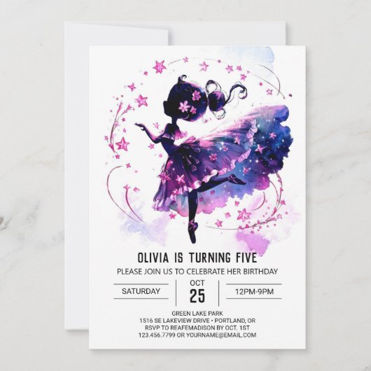 Niedlich Custom Ballerina Geburtstag Einladung (Vorderseite)